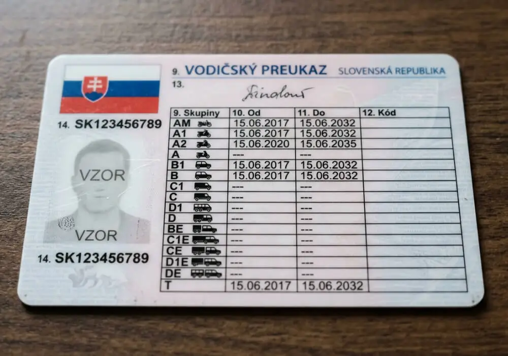 Skupiny vodičského preukazu zapísané v doklade vodiča
